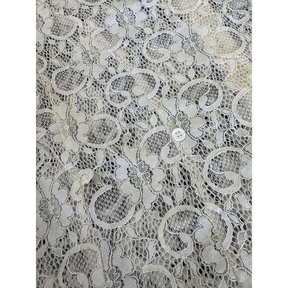ModCloth Cream Floral Lace Button Up Top XS Trendy - Picture 5 of 5